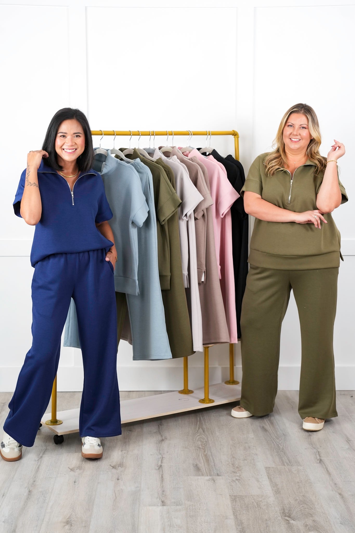 Door Buster! Plus/Reg Scuba Short Sleeve Half Zip Up Top and Pant Travel Set