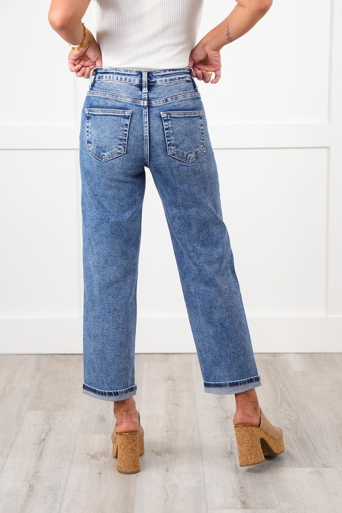 Risen High Rise Medium Wash Boyfriend Jeans