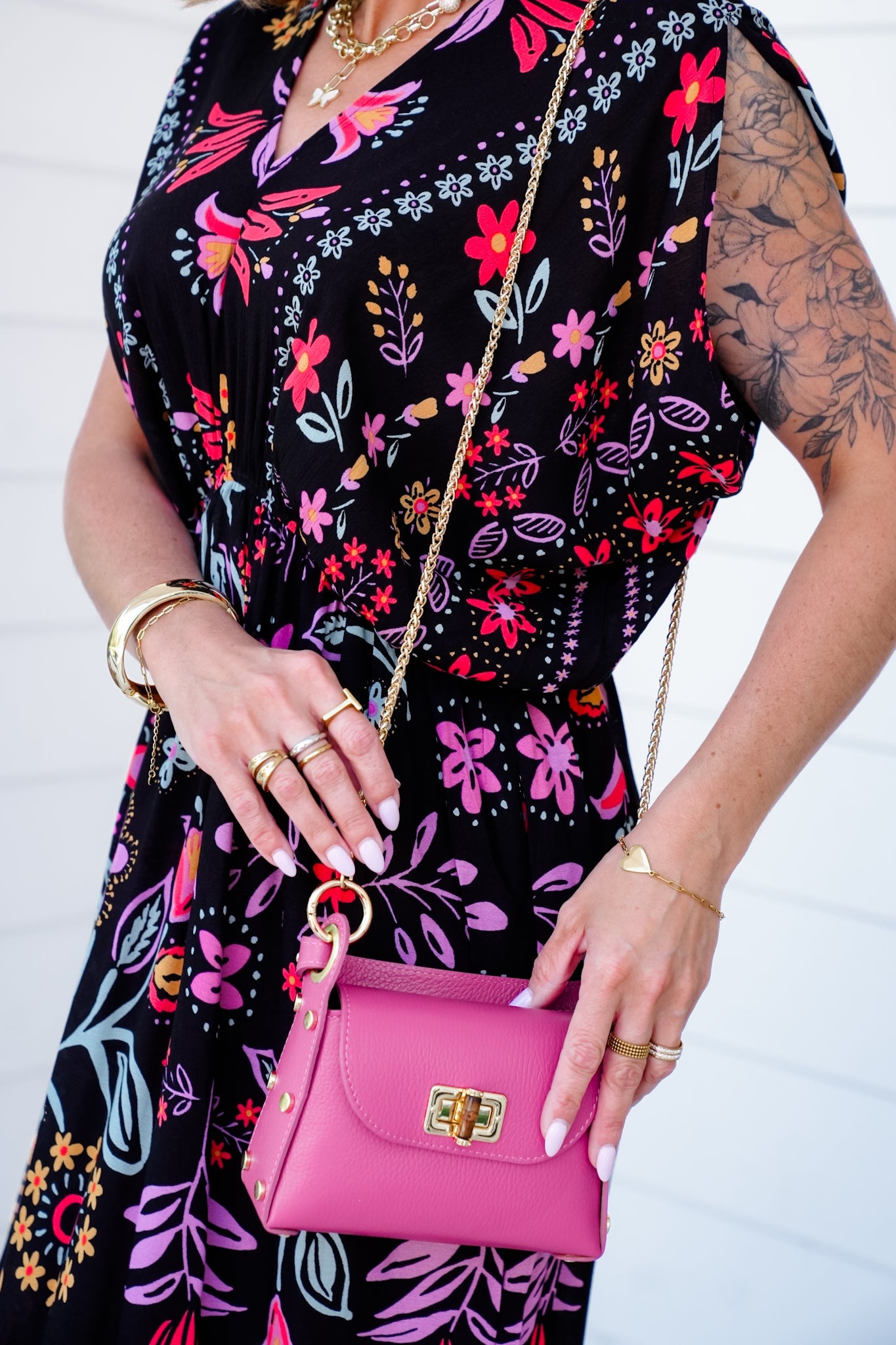 Leather Hand Bag with Bamboo Clasp
