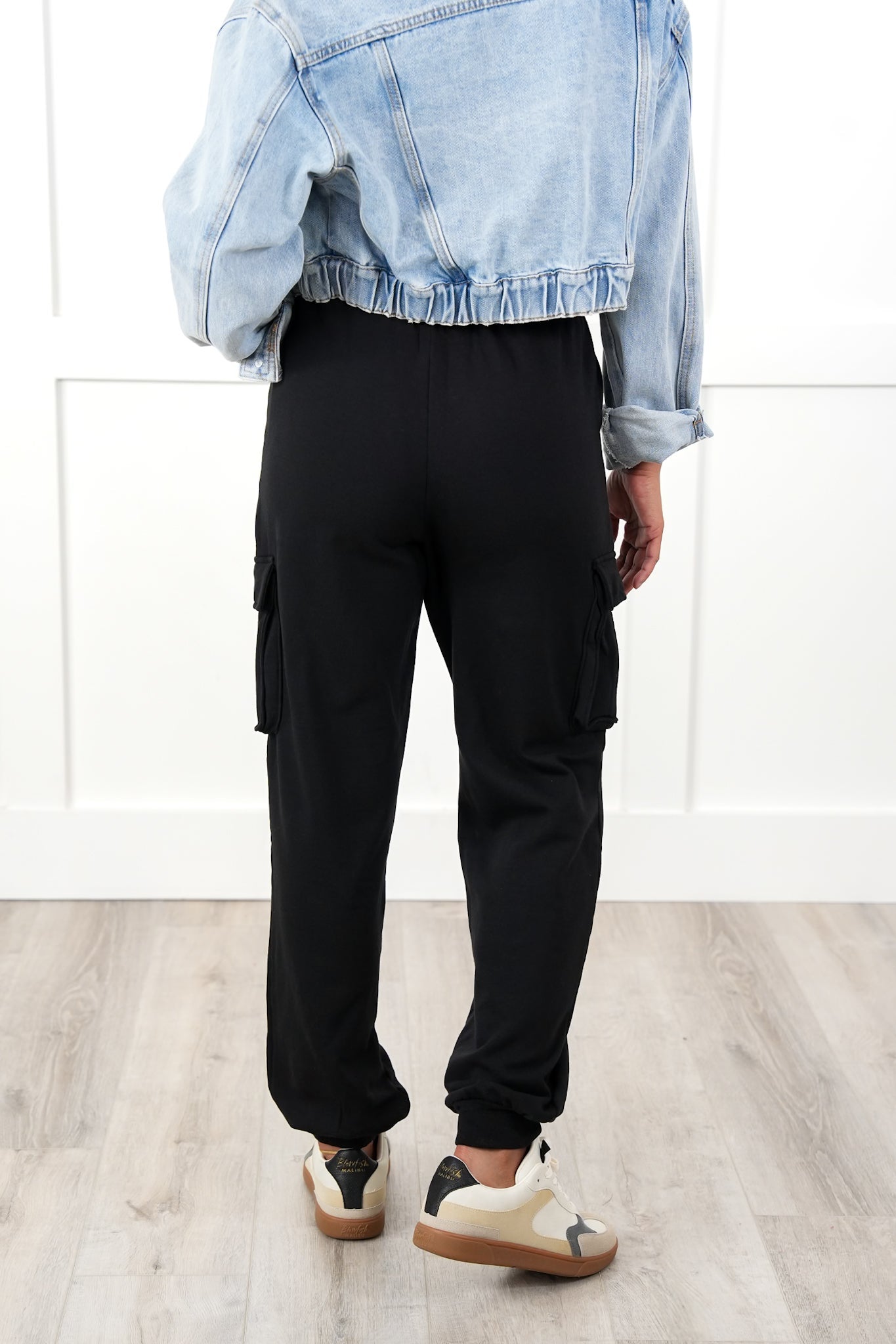 Mid Rise Elastic Waist Cargo Jogger Pants