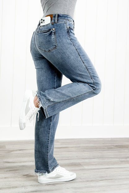 Judy Blue Holla Back Medium Wash Cell Phone Pocket Straight Leg Jeans