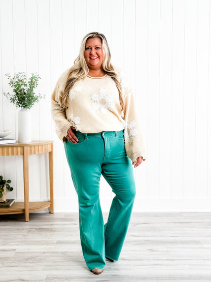 Judy Blue Breakfast at Tiffany's Topaz High Rise Tummy Control Flare Jeans