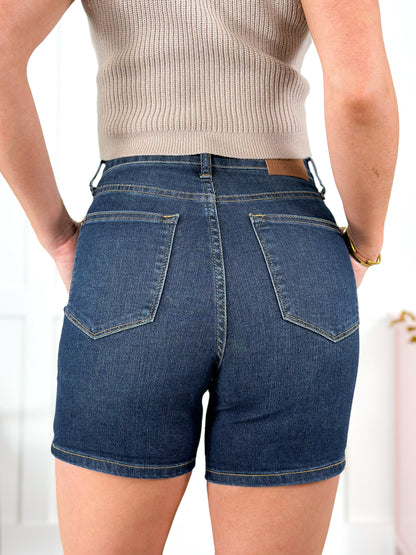 Judy Blue Take me to Florida!!! Dark Wash Tummy Control Cooling Shorts