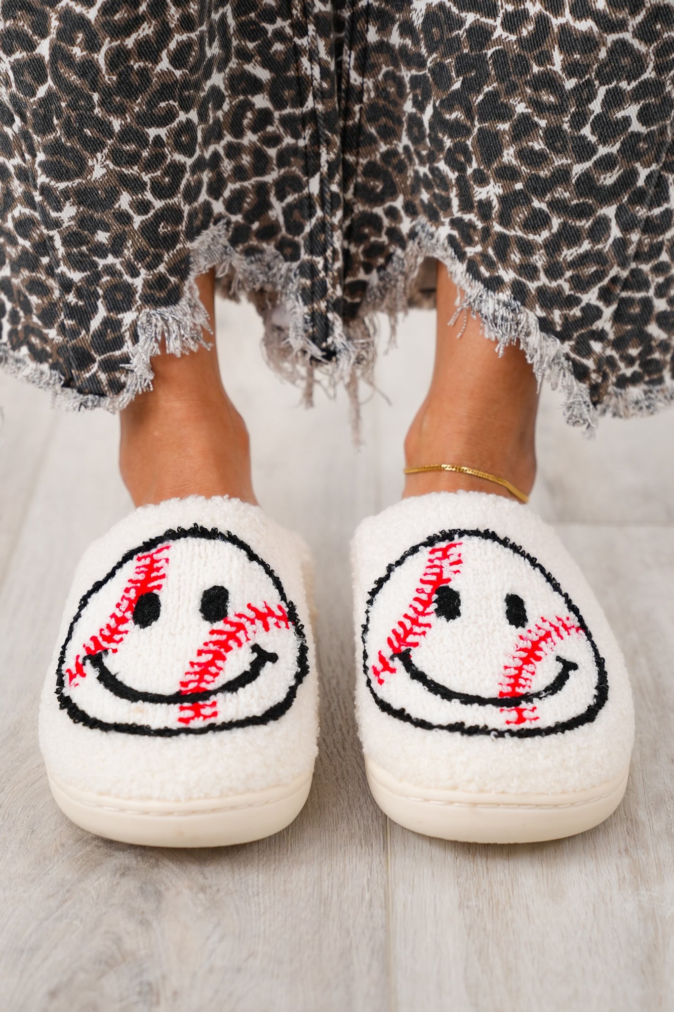 Baseball Happy Face House Slippers