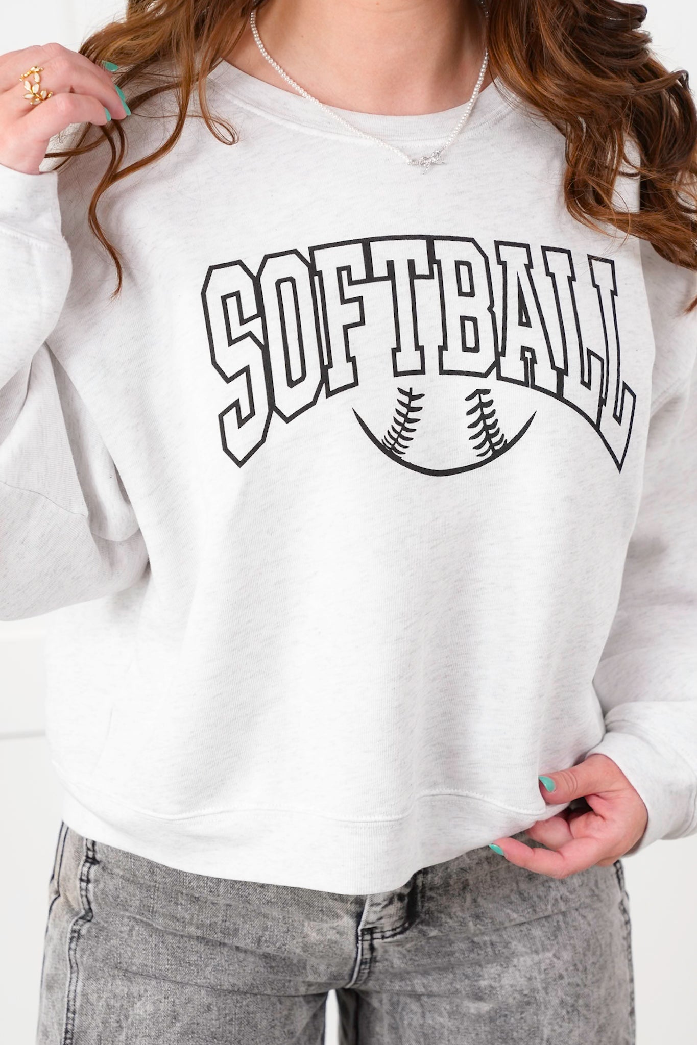 Long Sleeve "Softball" Graphic Sweatshirt