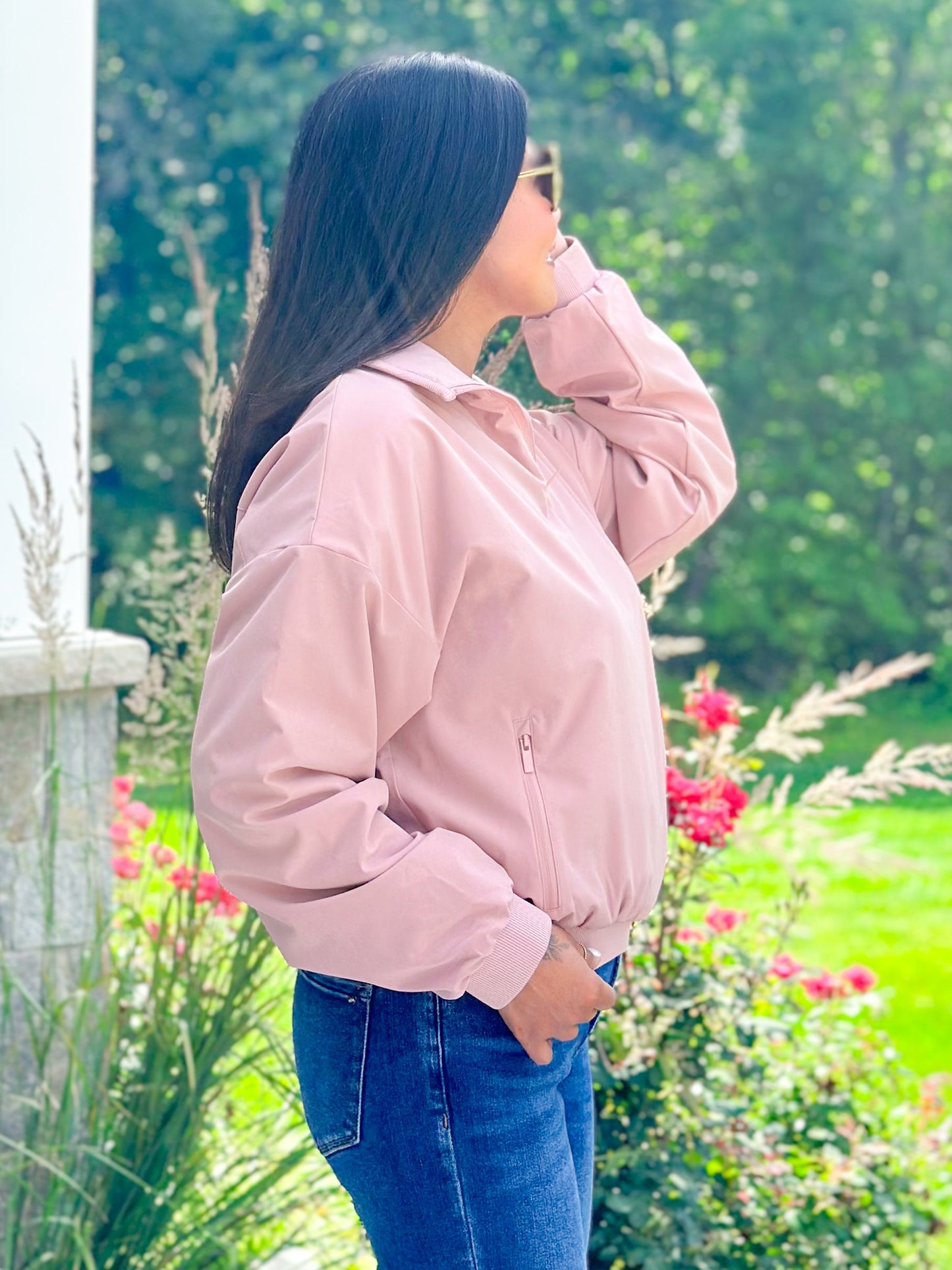 Long Sleeve 1/4 Zip Woven Jacket With Fleece Lining (Multiple Colors)