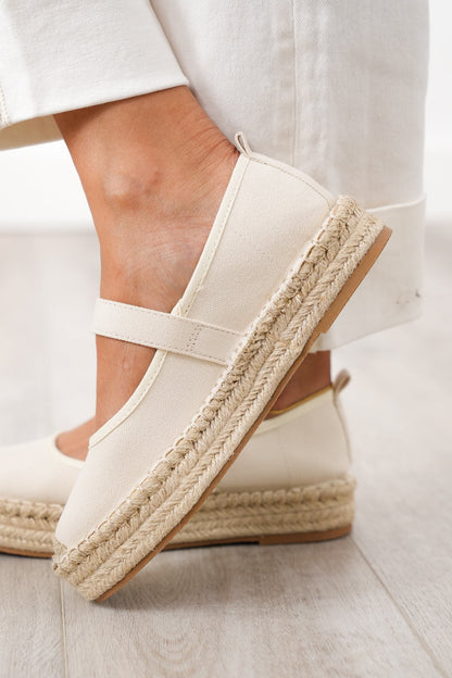 Stylish Platform Espadrille Flats with Gold Buckle Accent