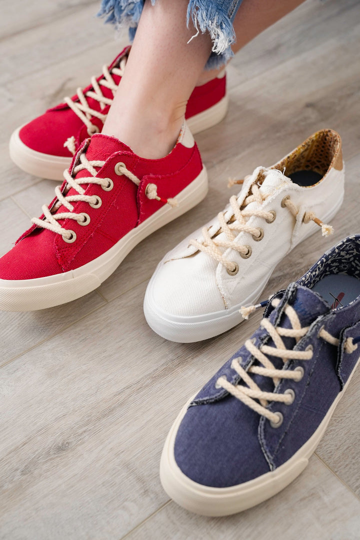 Blowfish Textured Sneaker with Patterned Inner Lining and Braided Laces