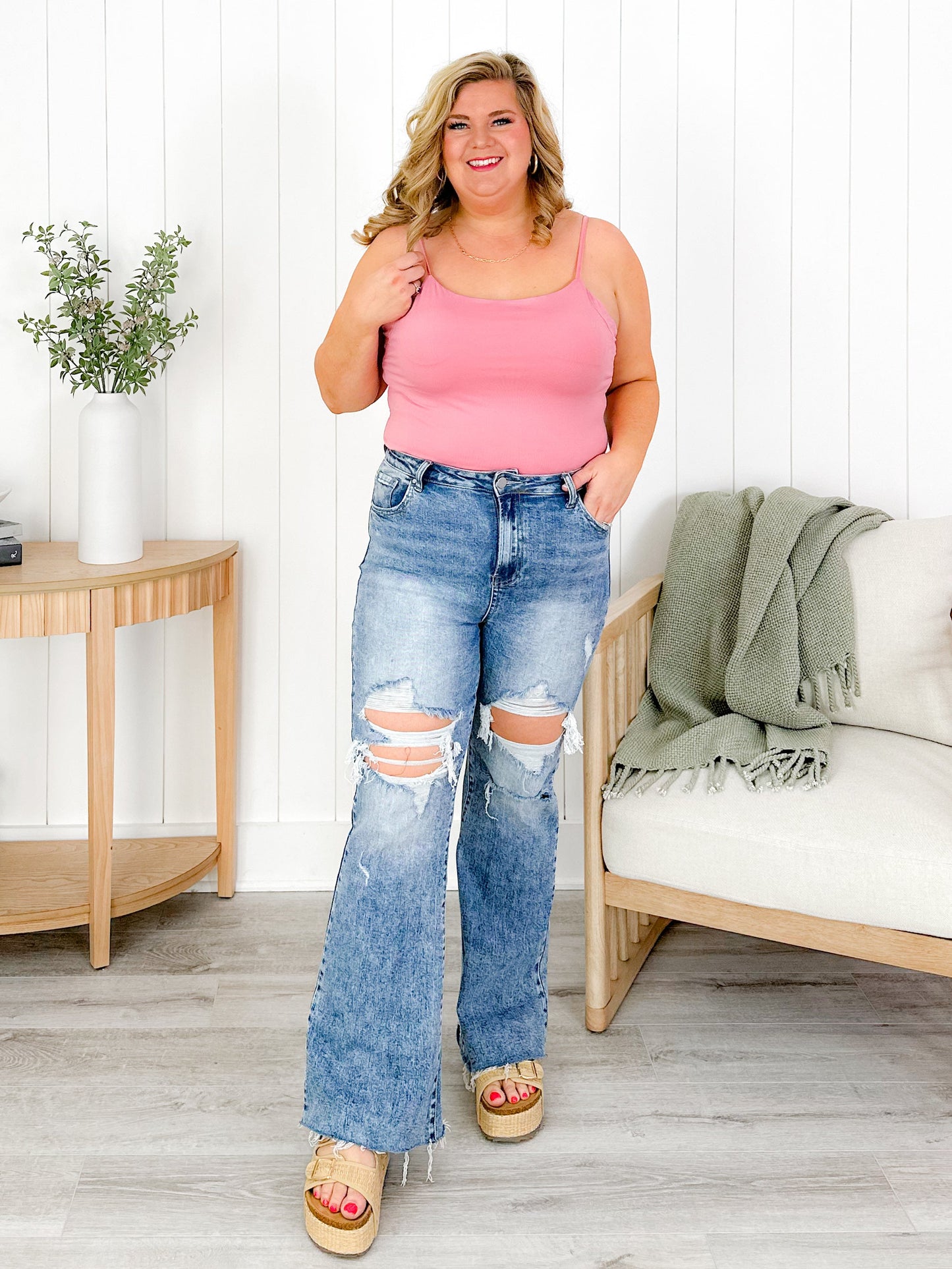 Sleeveless Bodysuit With Back Strap Detail (Multiple Colors)