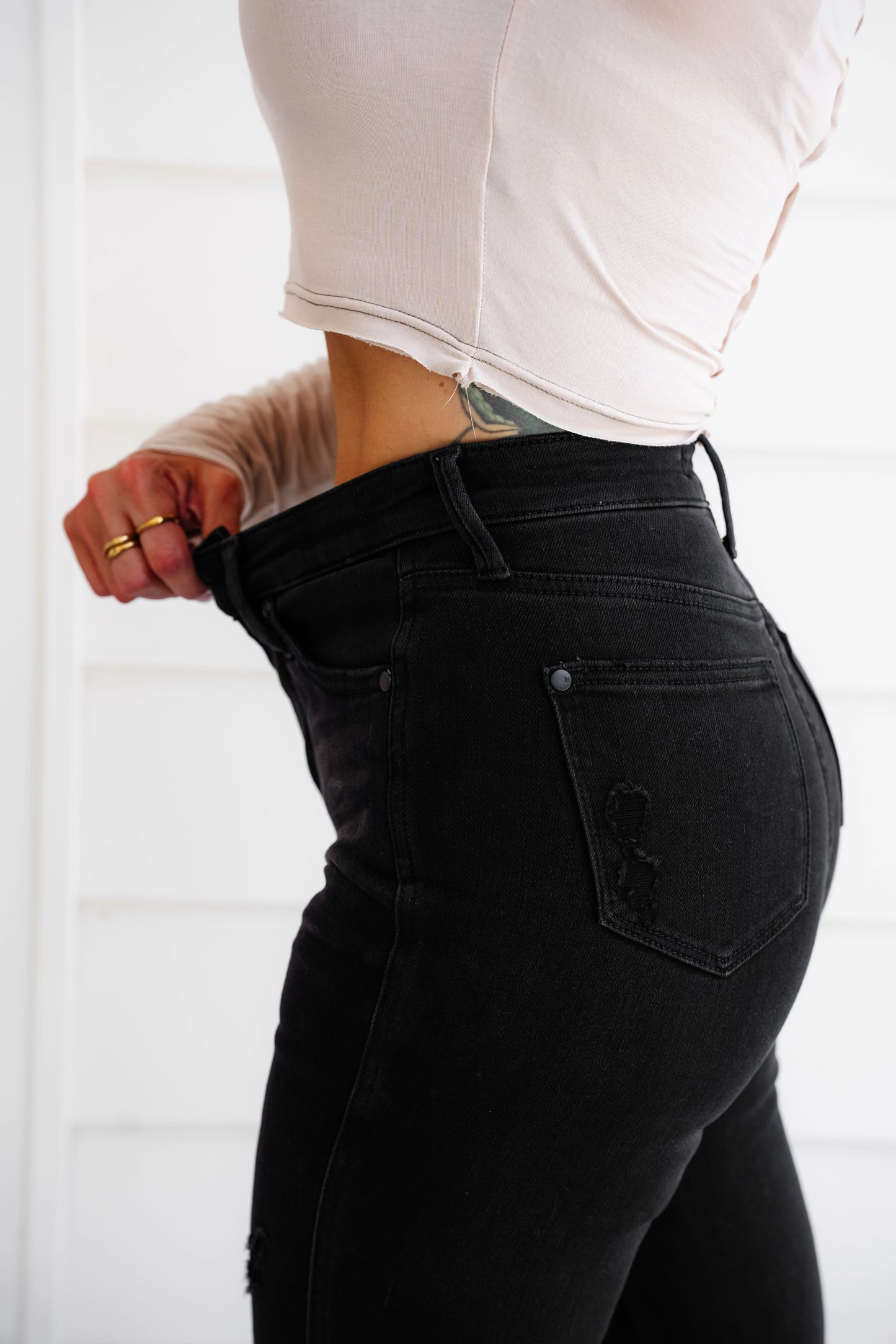 Judy Blue High Rise Black Tummy Control Distressed Flare Jeans