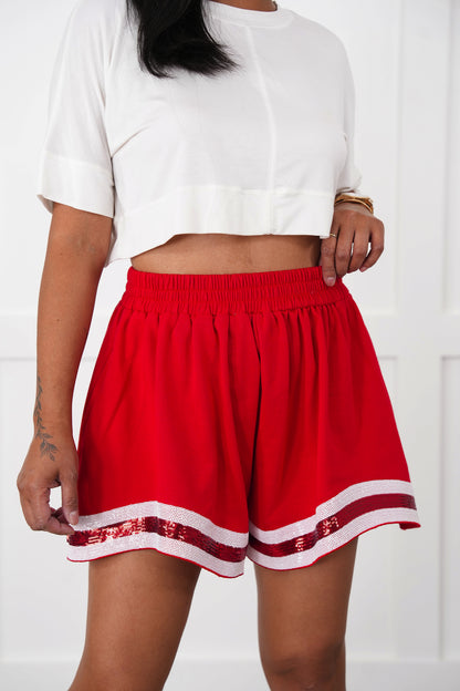 Elastic Waist Shorts with Sequin Detail