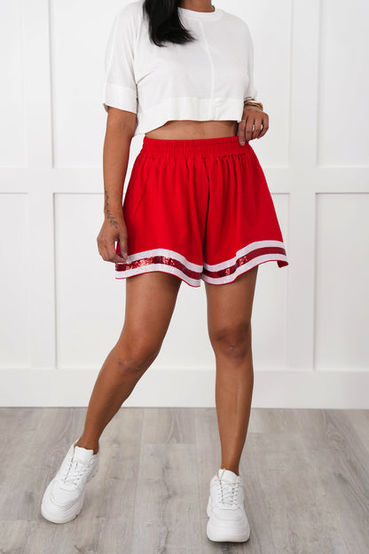 Elastic Waist Shorts with Sequin Detail