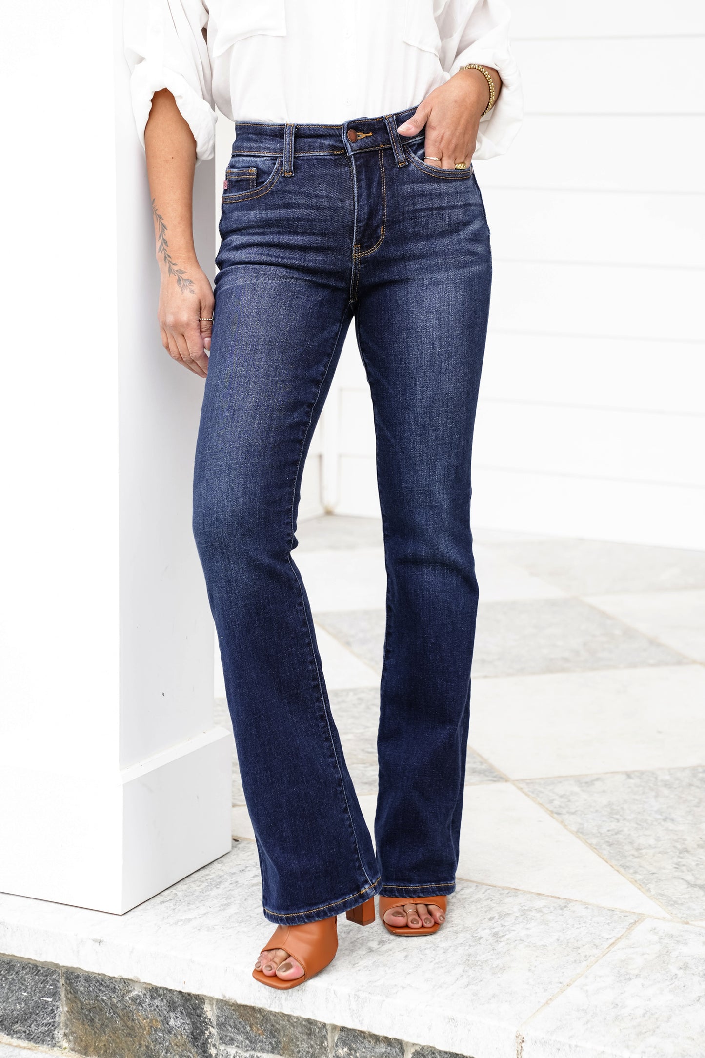 Restock! Judy Blue Mid Rise Dark Wash Bootcut Jeans