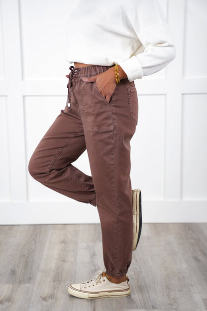 Mica High Rise Brown Cropped Jogger