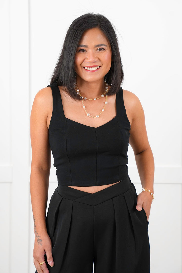 Black Contour Short Knit Tank Top