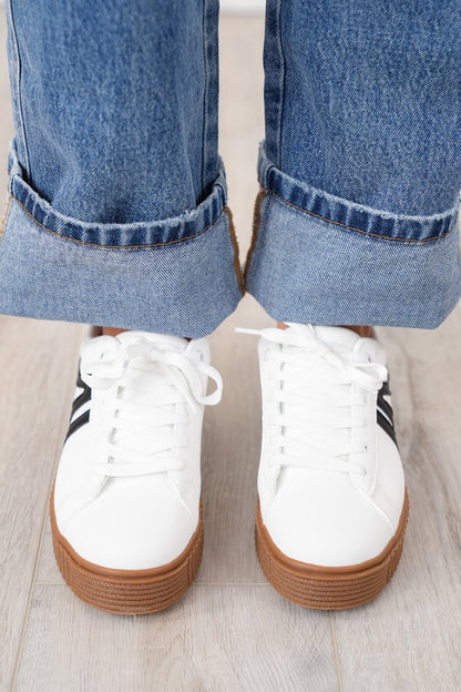 Low Top Platform Sneaker with Textured Sole