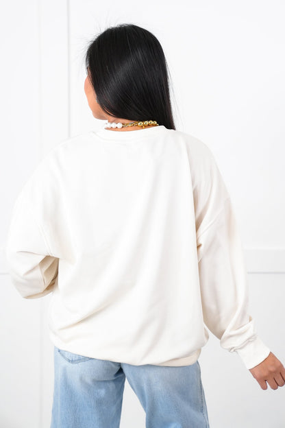 Long Sleeve Sweatshirt with Embroidered Tomatoes Detail