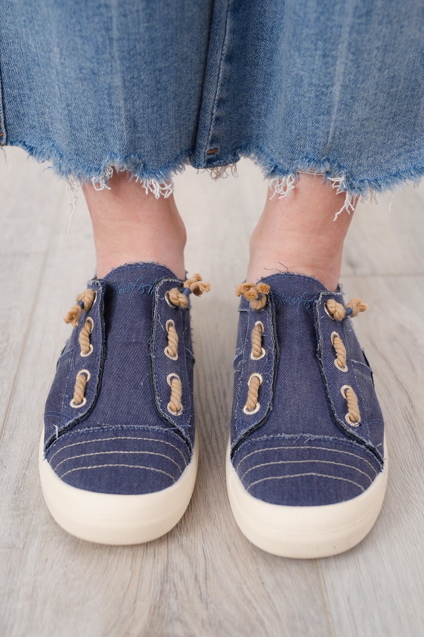 Blowfish Stitch Accent Sneakers with Distressed Edges