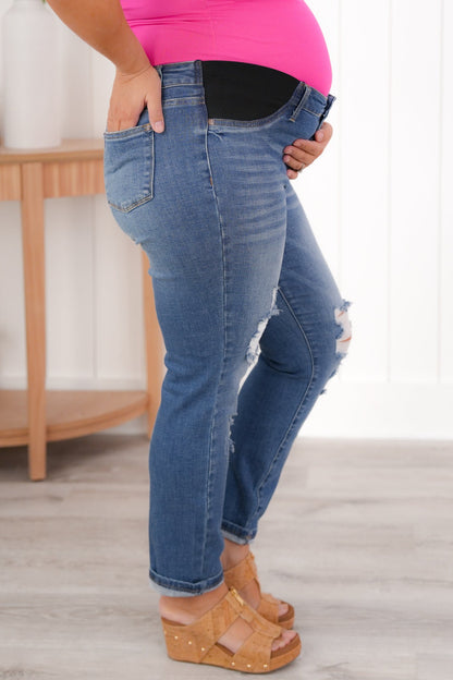 Judy Blue Maternity Distressed Boyfriend Jeans