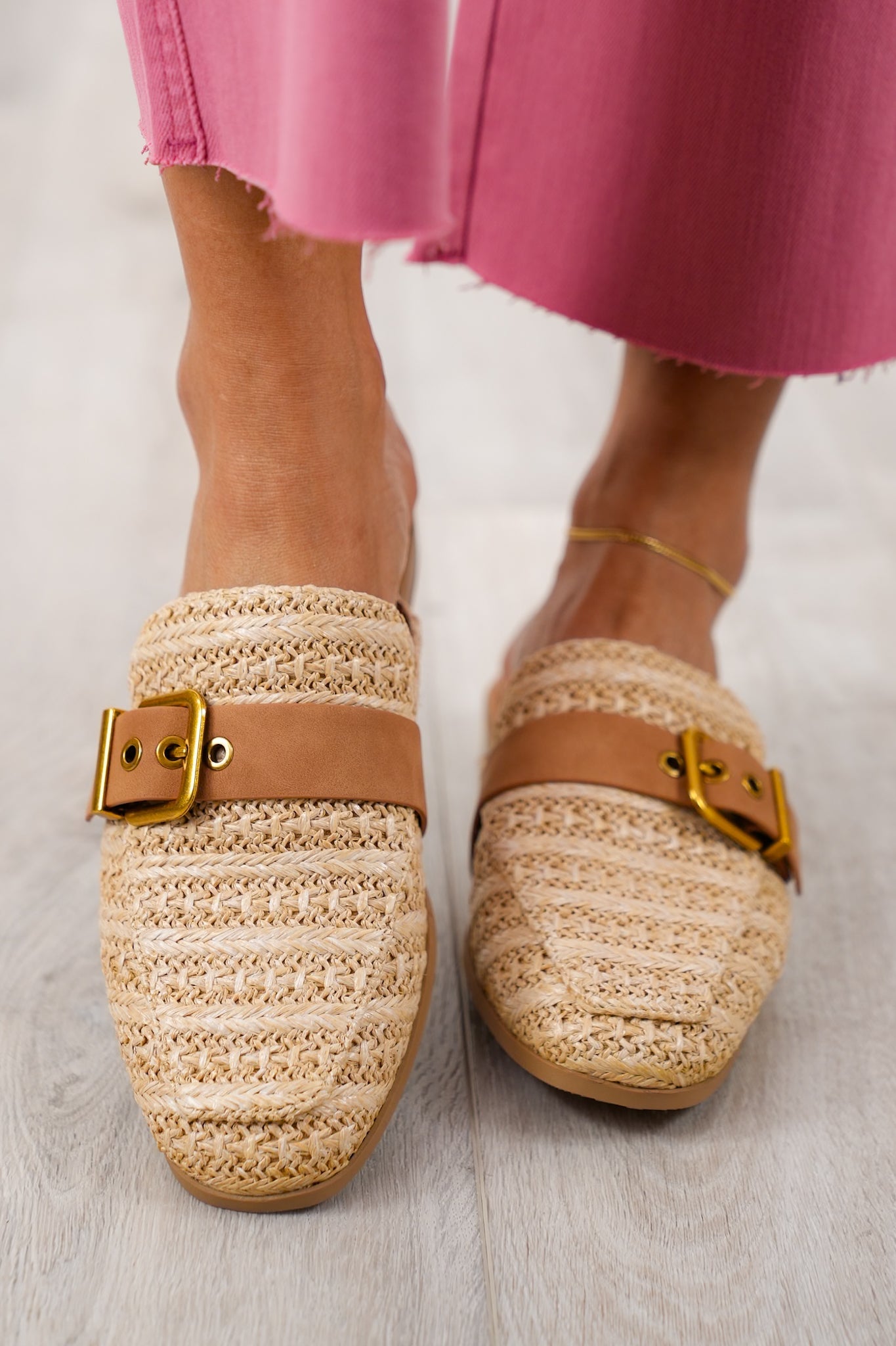 Slip on Mule Loafer with Adjustable Metal Buckle