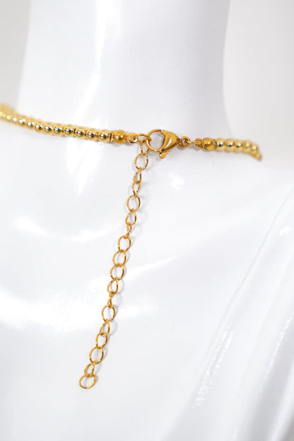 Treasure Jewels Gold Beaded Necklace with Three Pearl Accents