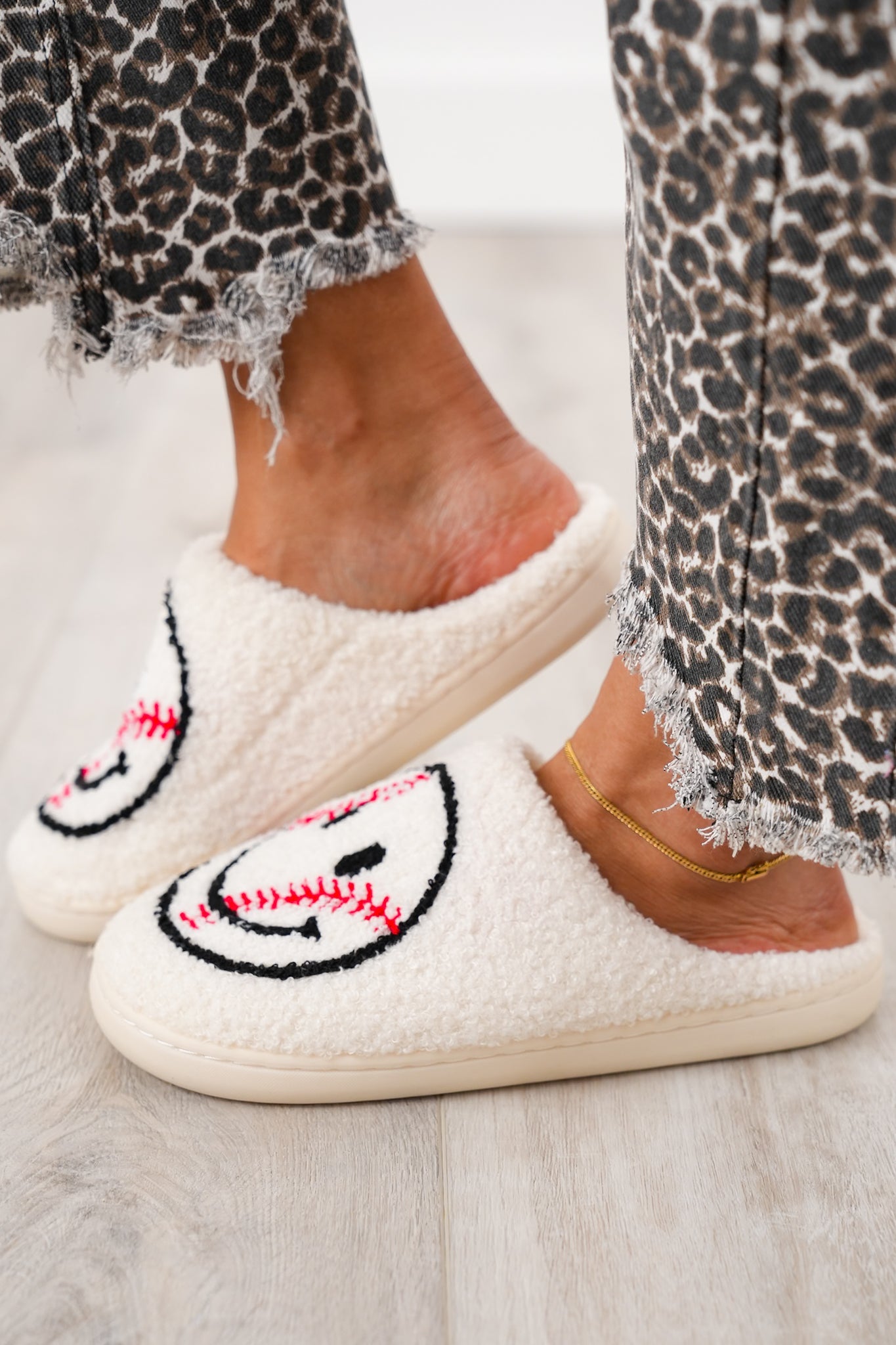 Baseball Happy Face House Slippers