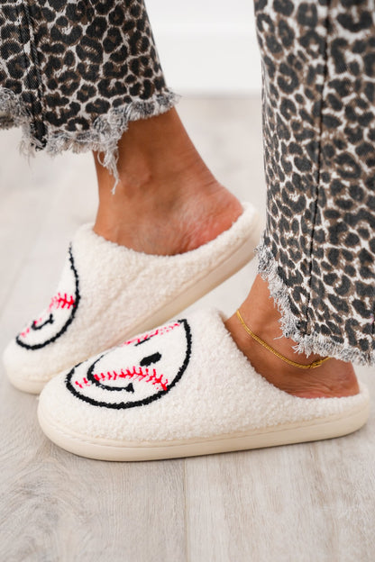 Baseball Happy Face House Slippers