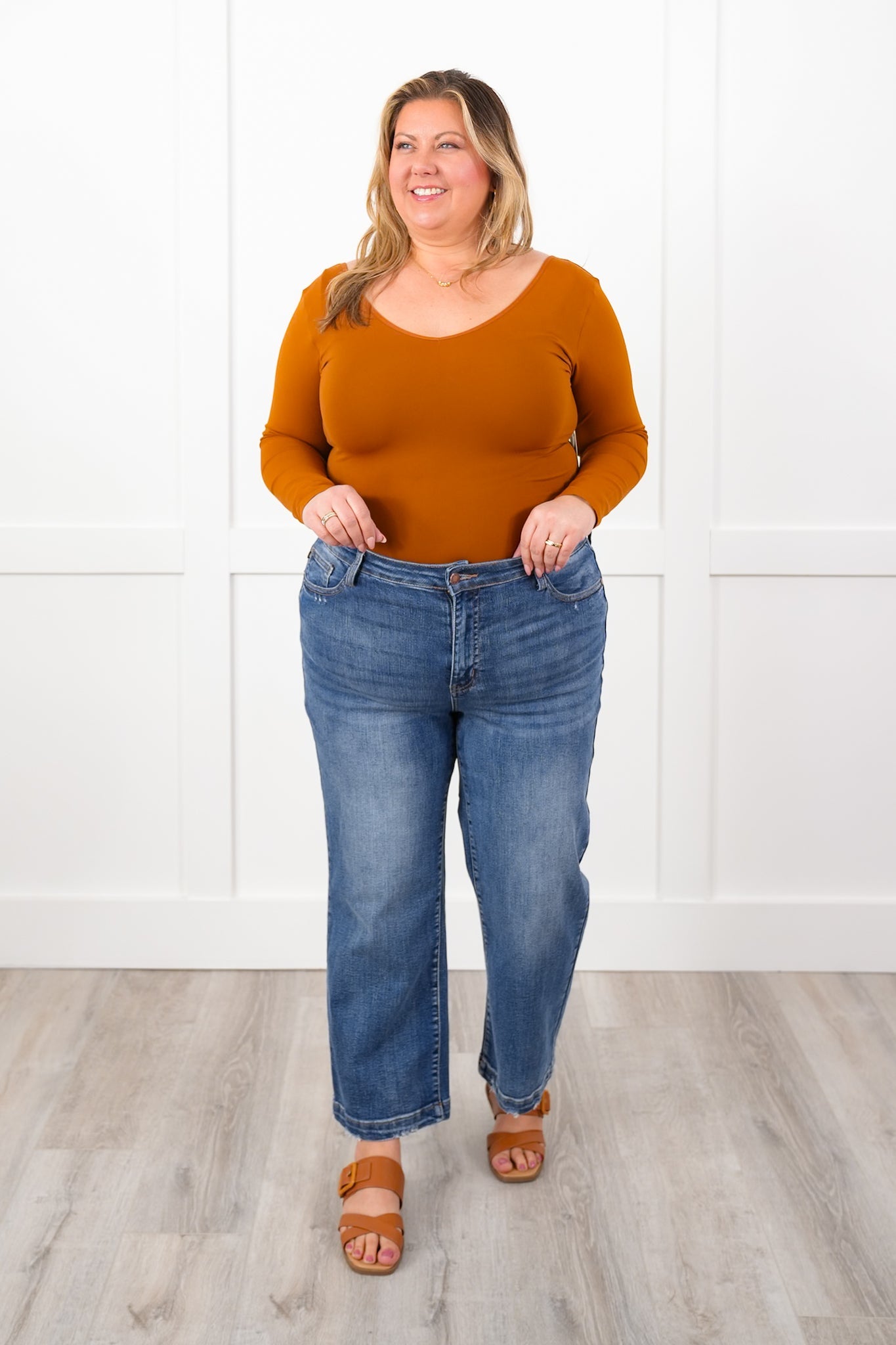 Door Buster! Plus/Reg Solid Long Sleeve Reversible Top