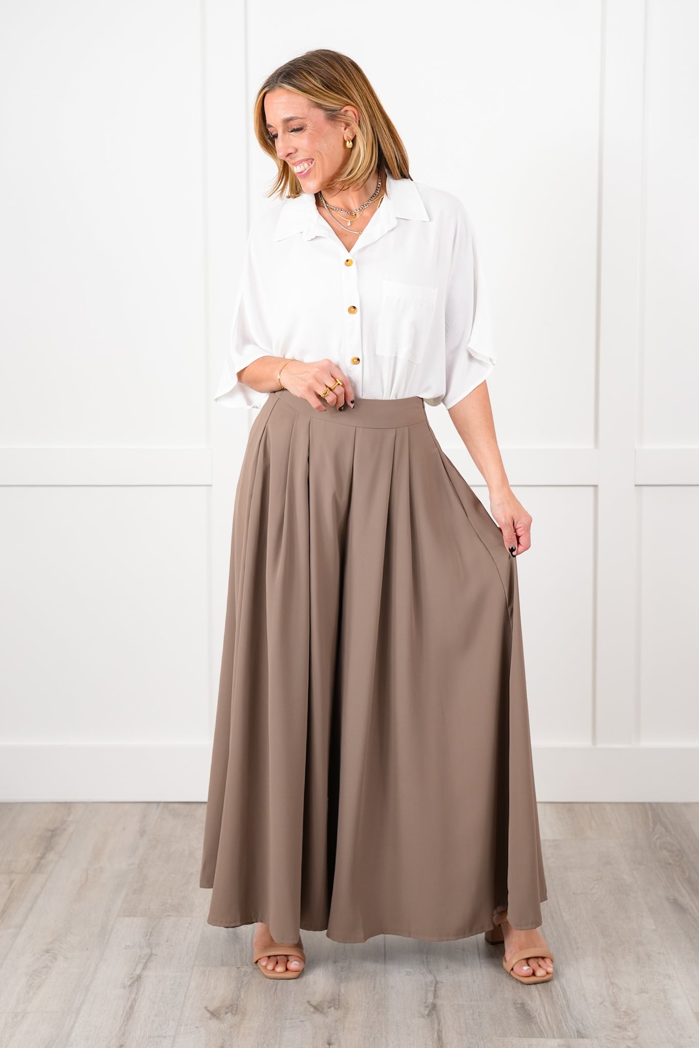 Pleated High Waist Wide Leg Pants