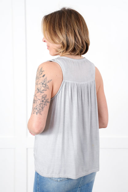 Restocks! POL Sleeveless Tank Top with Floral Embroidery Detail