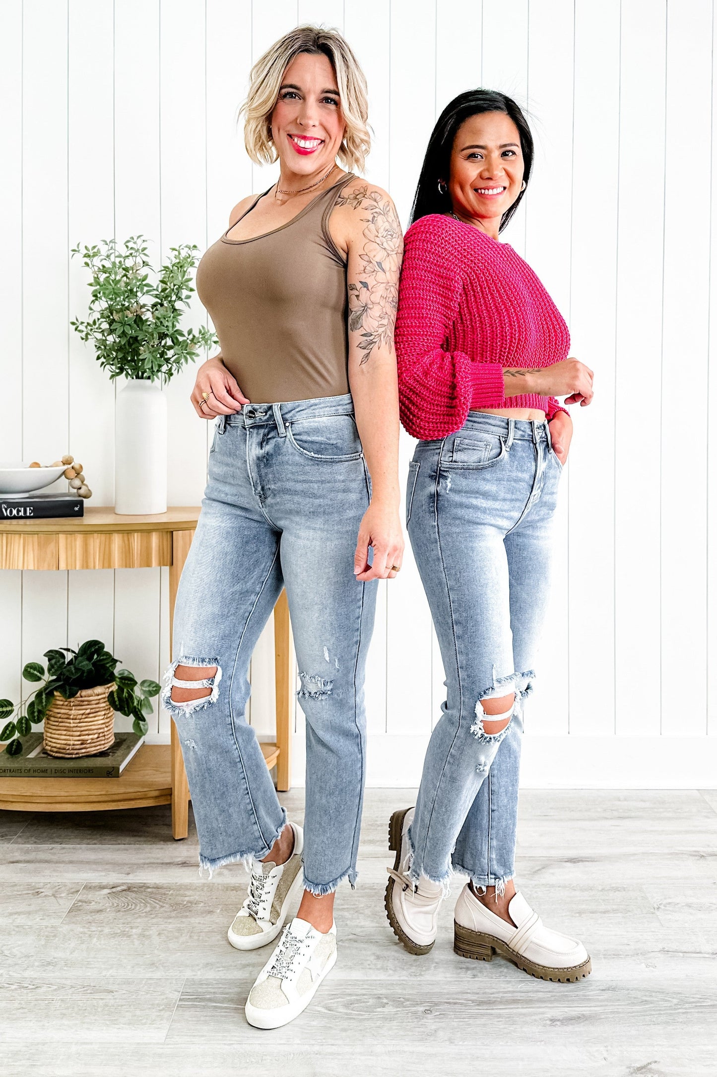 Risen Stella Babe High Rise Light Wash Cropped Distressed Flare Jeans