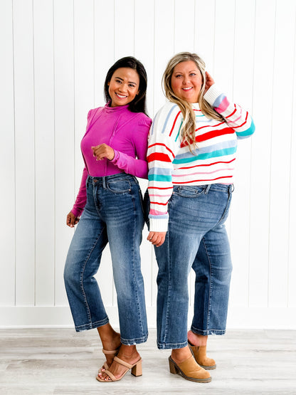 Judy Blue Look at Me Now High Rise Vintage Wash Crop Wide Leg Jeans