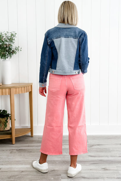 Vervet High Rise Blush Wide Leg Jeans With Belt