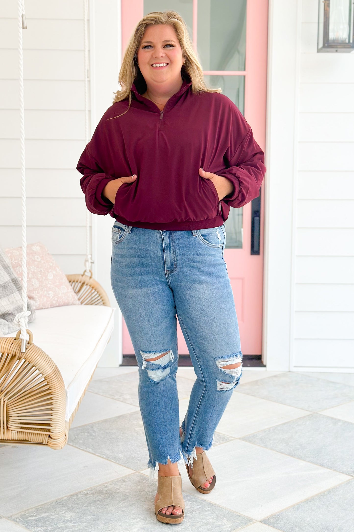 Long Sleeve 1/4 Zip Woven Jacket With Fleece Lining (Multiple Colors)