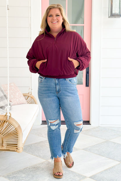 Long Sleeve 1/4 Zip Woven Jacket With Fleece Lining (Multiple Colors)