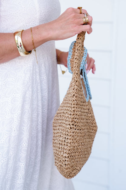 Ella Raffia Shoulder Bag with Knotted Strap