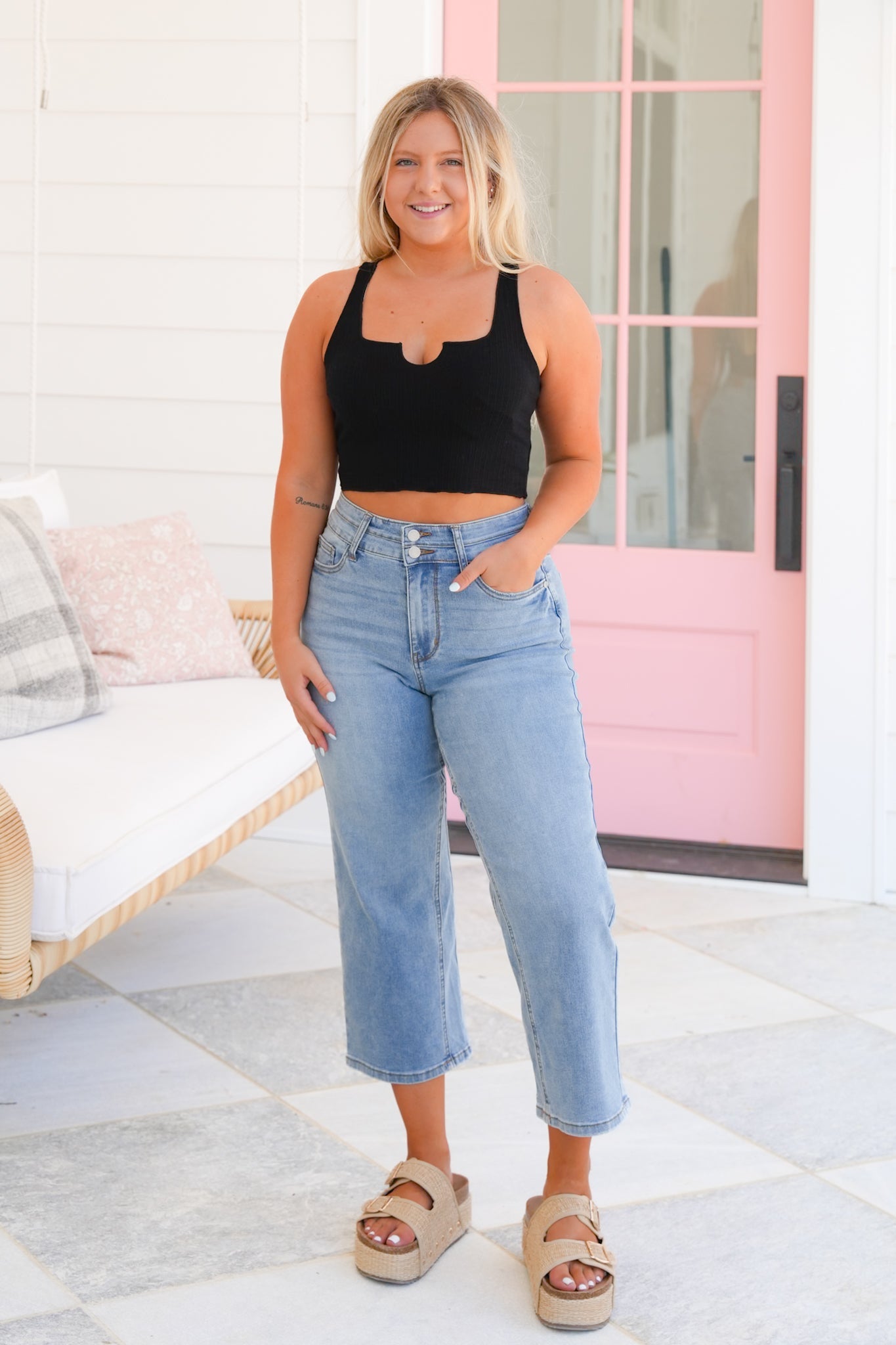 Ribbed Knit Cropped Tank Top (Multiple Colors)