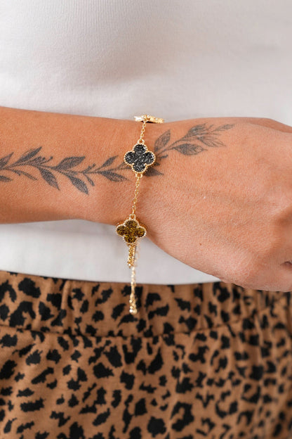 Mardi Gras Floral Link Bracelet with Colorful Charms