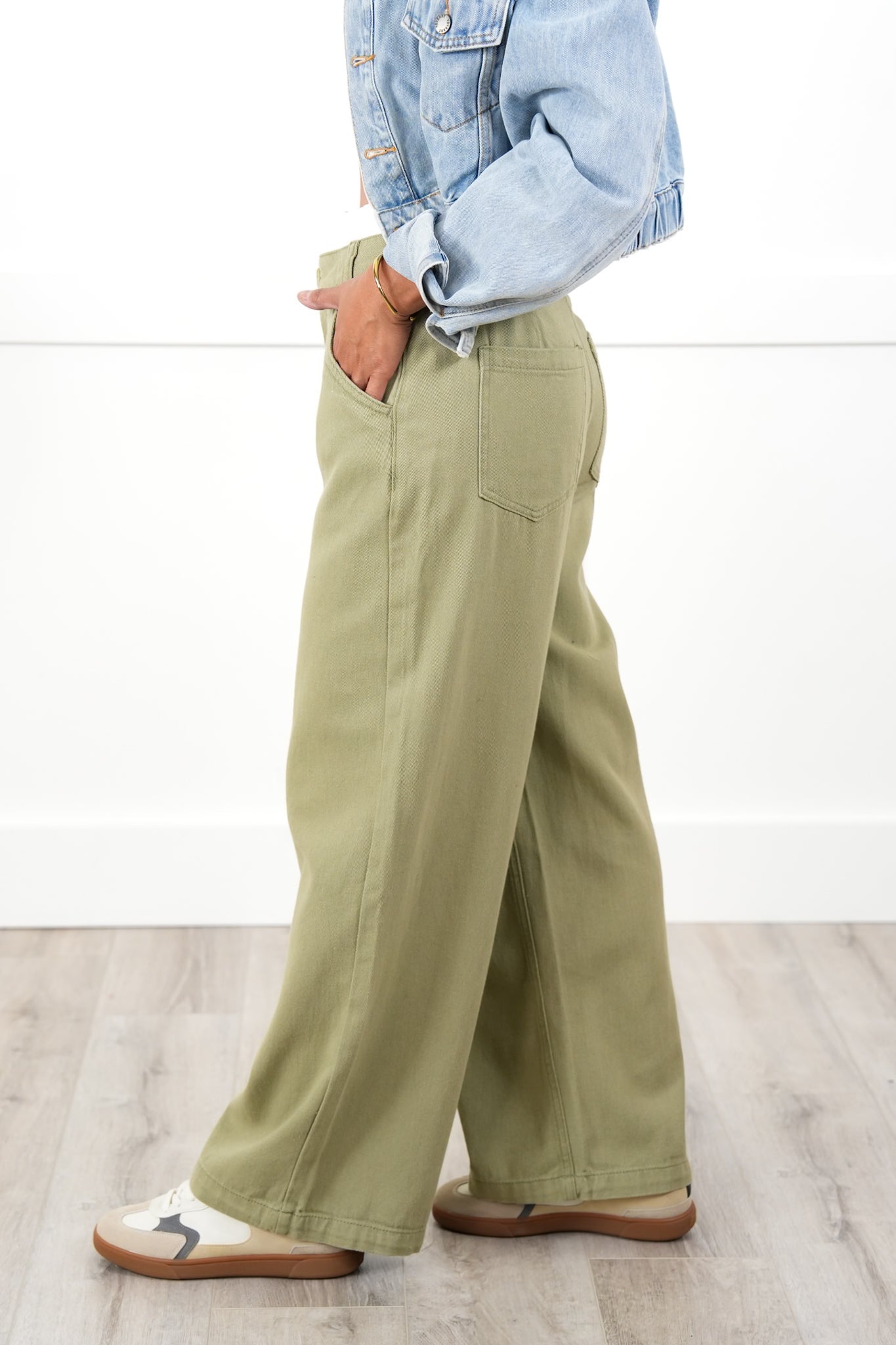 Mineral Wash Double Waist Band Pants