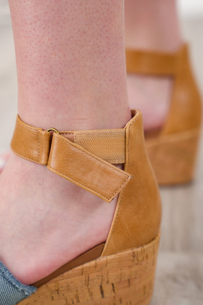 Corky's "Rom Com" Cork Wedge Sandal with Velcro Ankle Strap