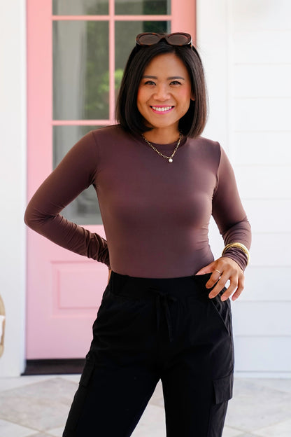 Solid Knit Long Sleeve Round Neck Tee