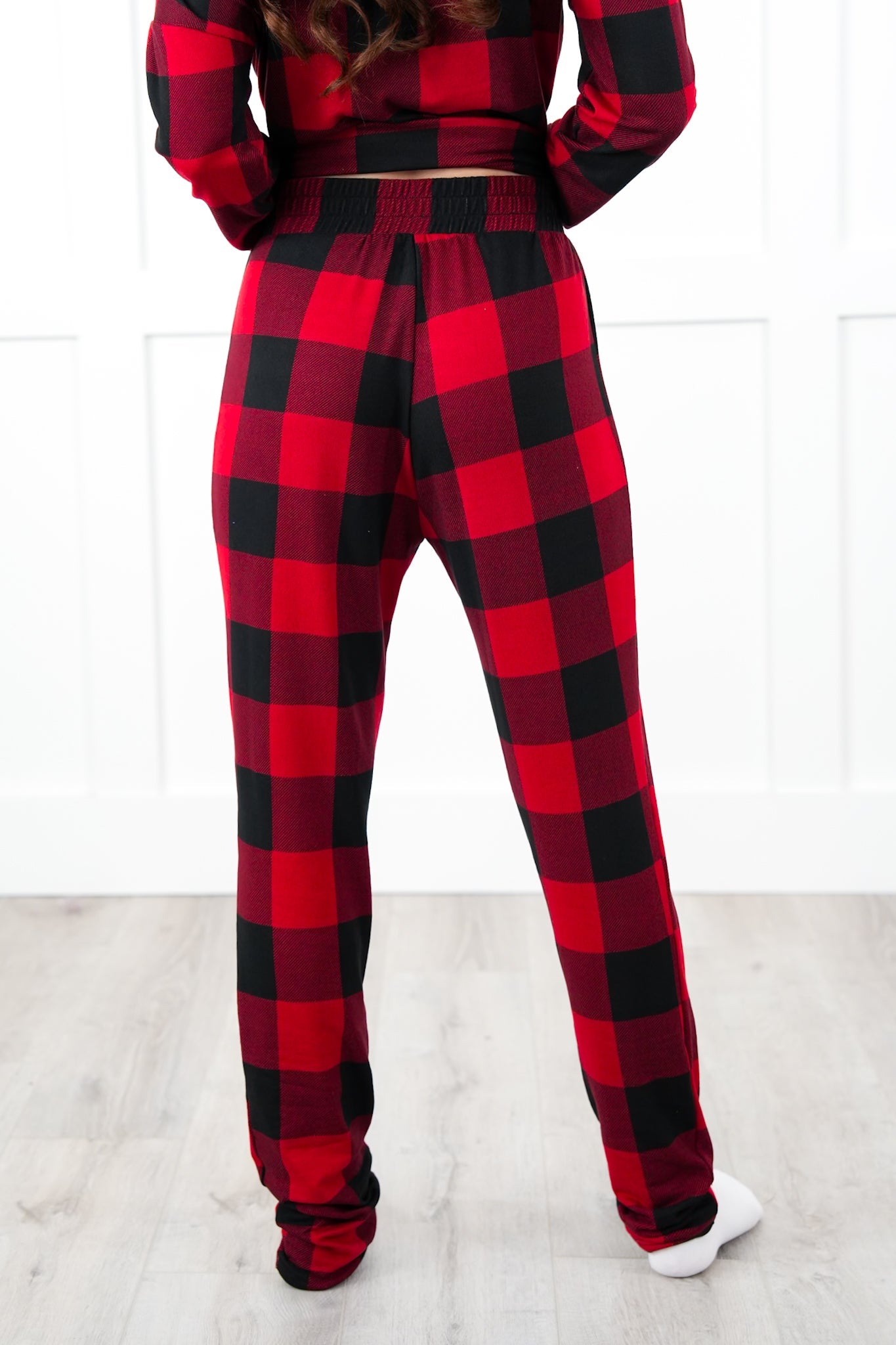 Plus/Reg Buffalo Plaid Elastic Waist Lounge Pants