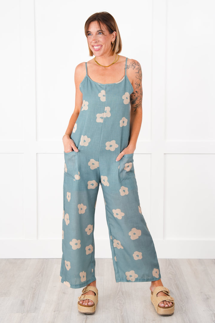 Retro Floral Sleeveless Jumpsuit (Multiple Colors)