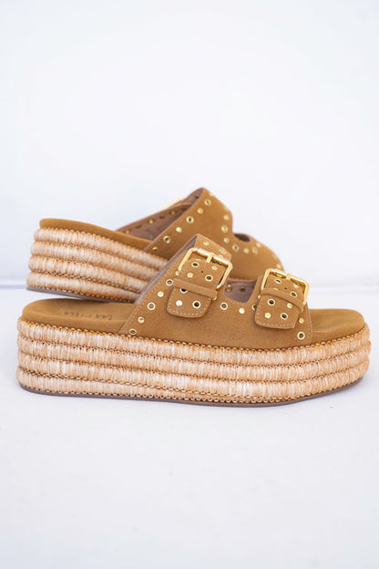 Adjustable Buckle Platform Sandal with Braided Jute Sole