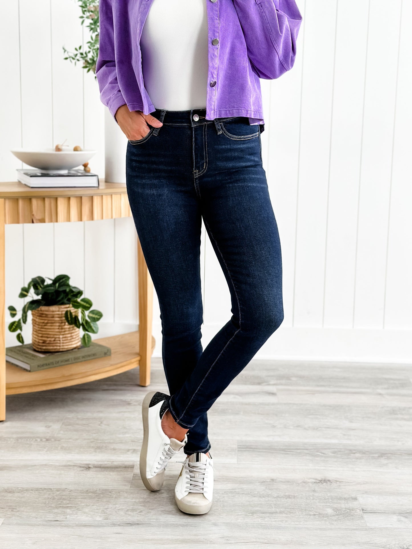 Lovervet High Rise Dark Wash Non Distressed Skinny Jeans