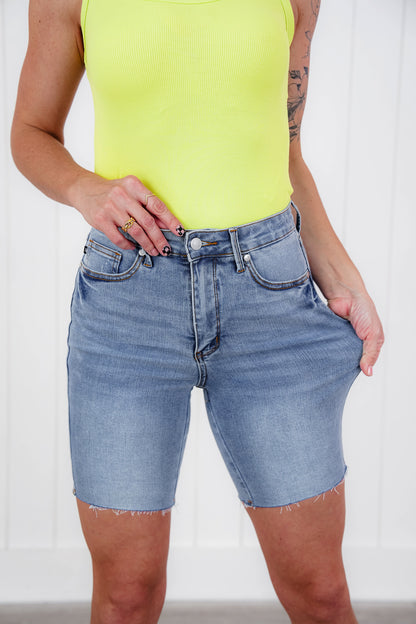 Judy Blue Cool Runnings Tummy Control Cool Denim Shorts