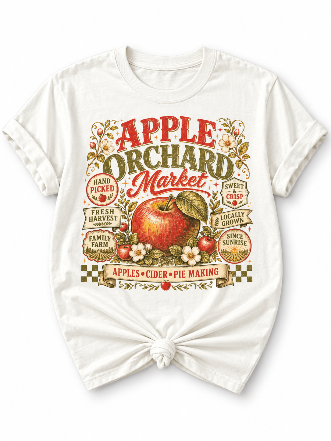 Plus/Reg Short Sleeve "Apple Orchard Market" Graphic Tee