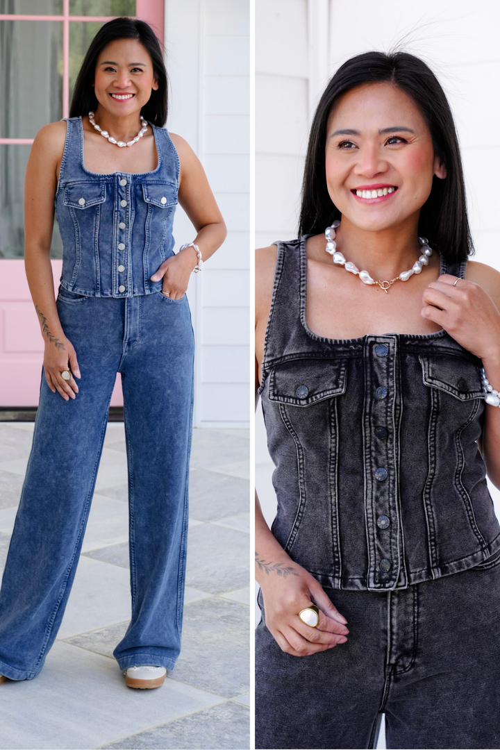 Plus/Reg Mineral Wash Button Down Vest