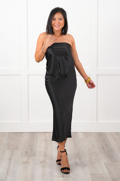 Black Satin Tube Top