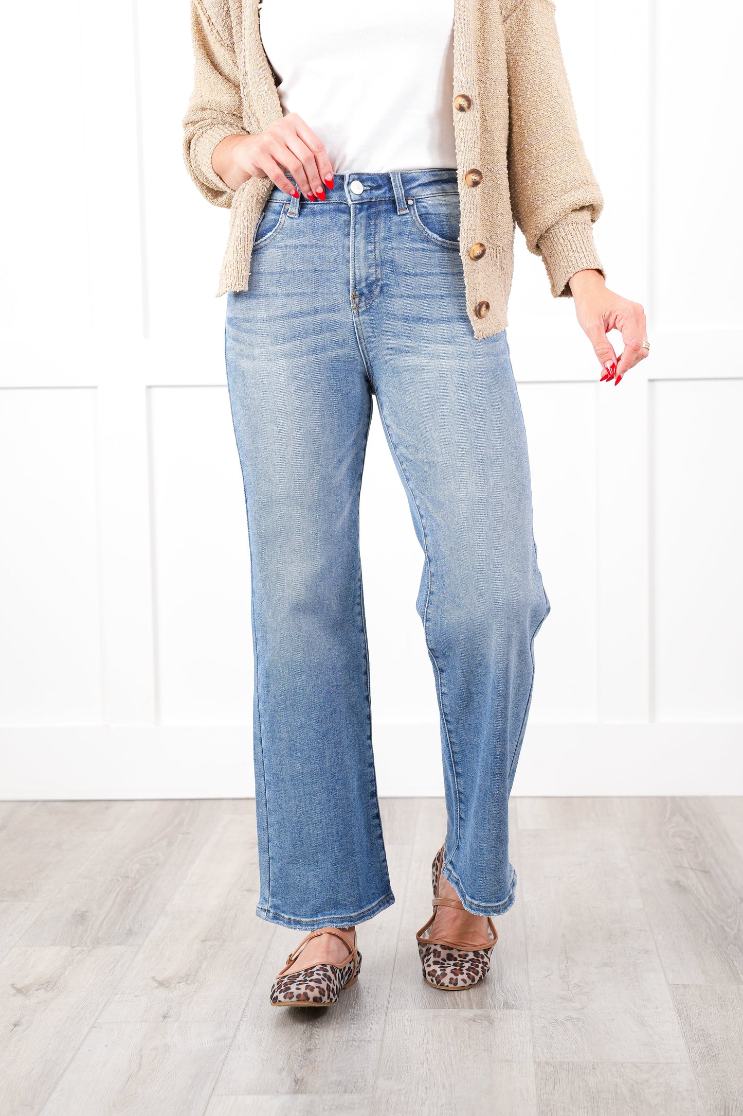 Risen Day Dreamer High Rise Light Wash Relaxed Straight Leg Ankle Jeans